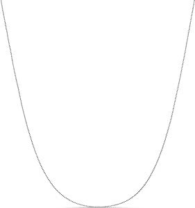 Amazon Essentials Sterling Silver Thin 0.8mm Box Chain Necklace | Available in Yellow Gold or Silver | 16", 18", 20", 24", or 30" (previously Amazon Collection)