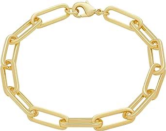 Amazon Essentials 14k Gold Plated or Silver Plated Chunky Chain Link Bracelet 7.5"