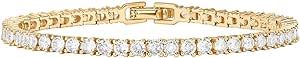 PAVOI 14K Gold Plated 3mm Cubic Zirconia Classic Tennis Bracelet | Gold Bracelets for Women | Size 6.5-7.5 Inch